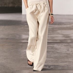 Zara Cream Wide-Leg Pants